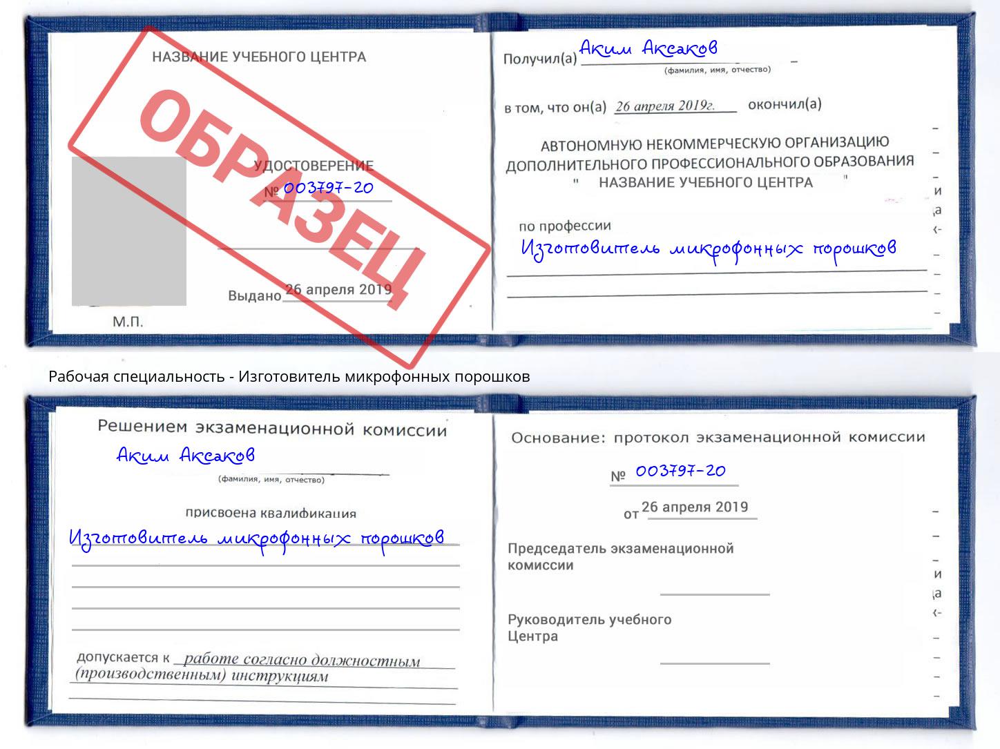 Изготовитель микрофонных порошков Тихорецк