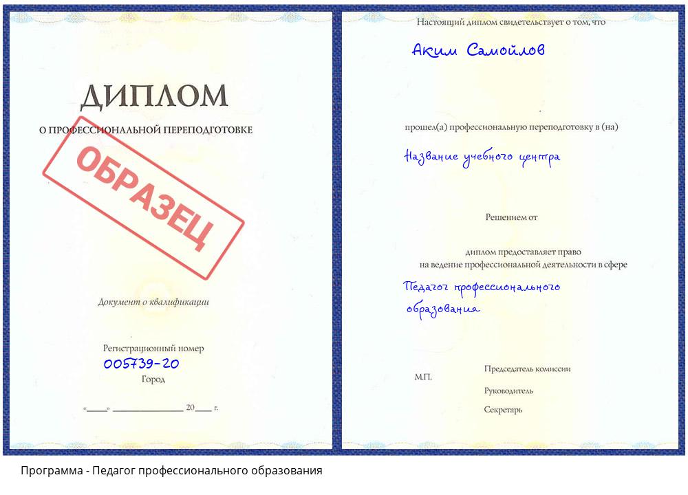 Педагог профессионального образования Тихорецк