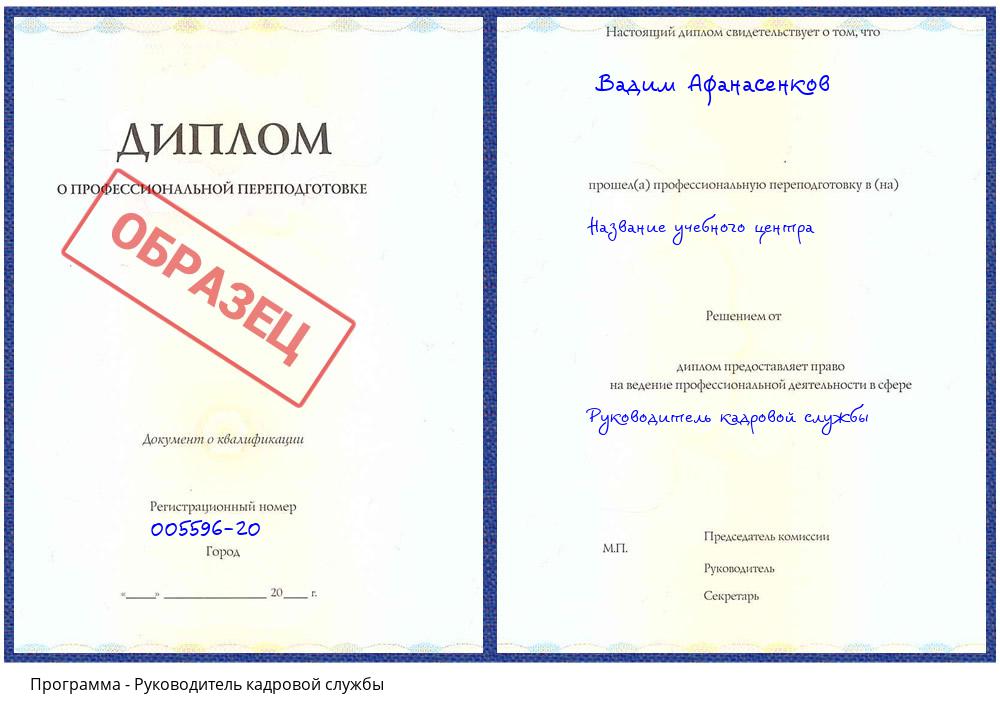 Руководитель кадровой службы Тихорецк